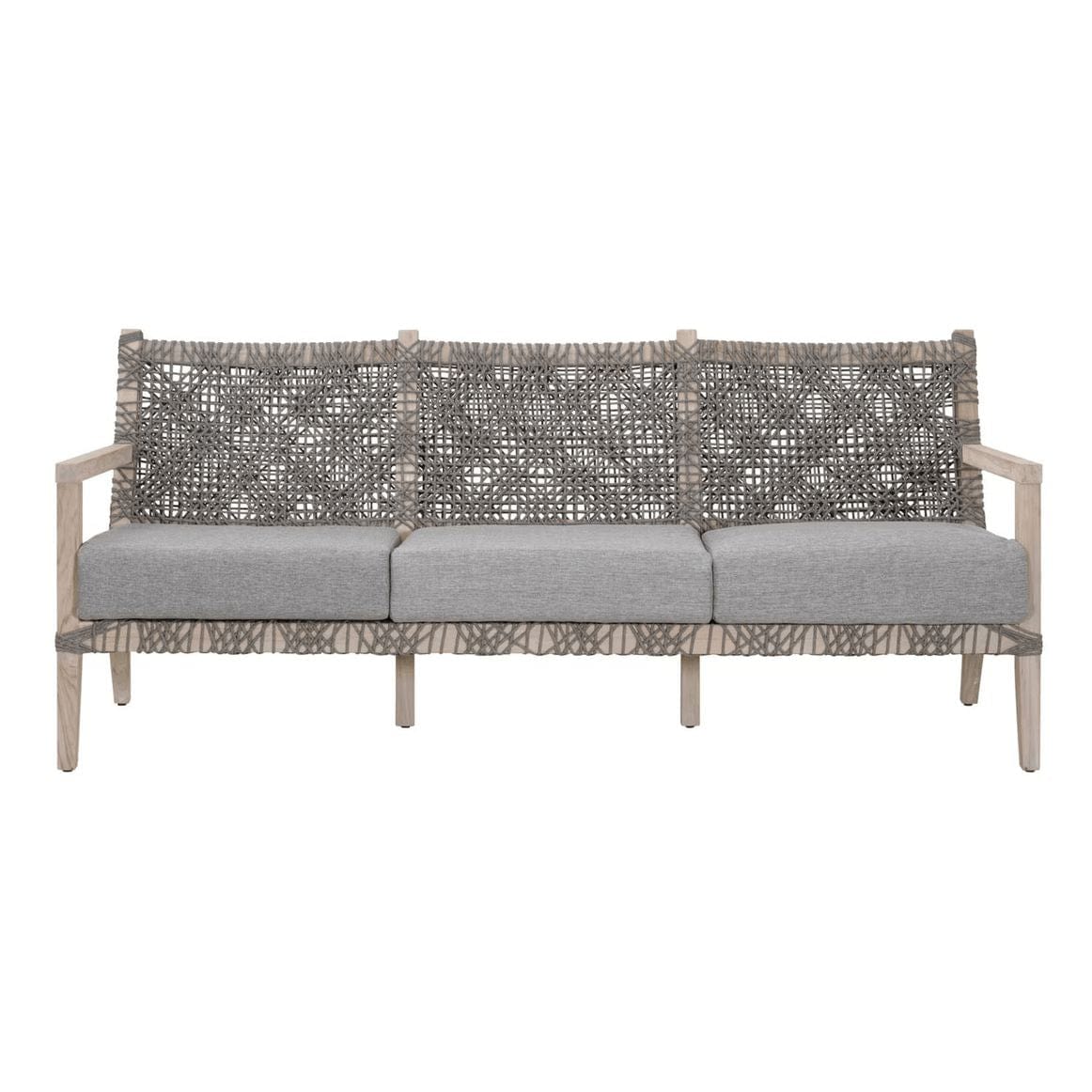 Coastal Haven Teak Rope Outdoor Sofa 77" Natural Gray, Patio Seating