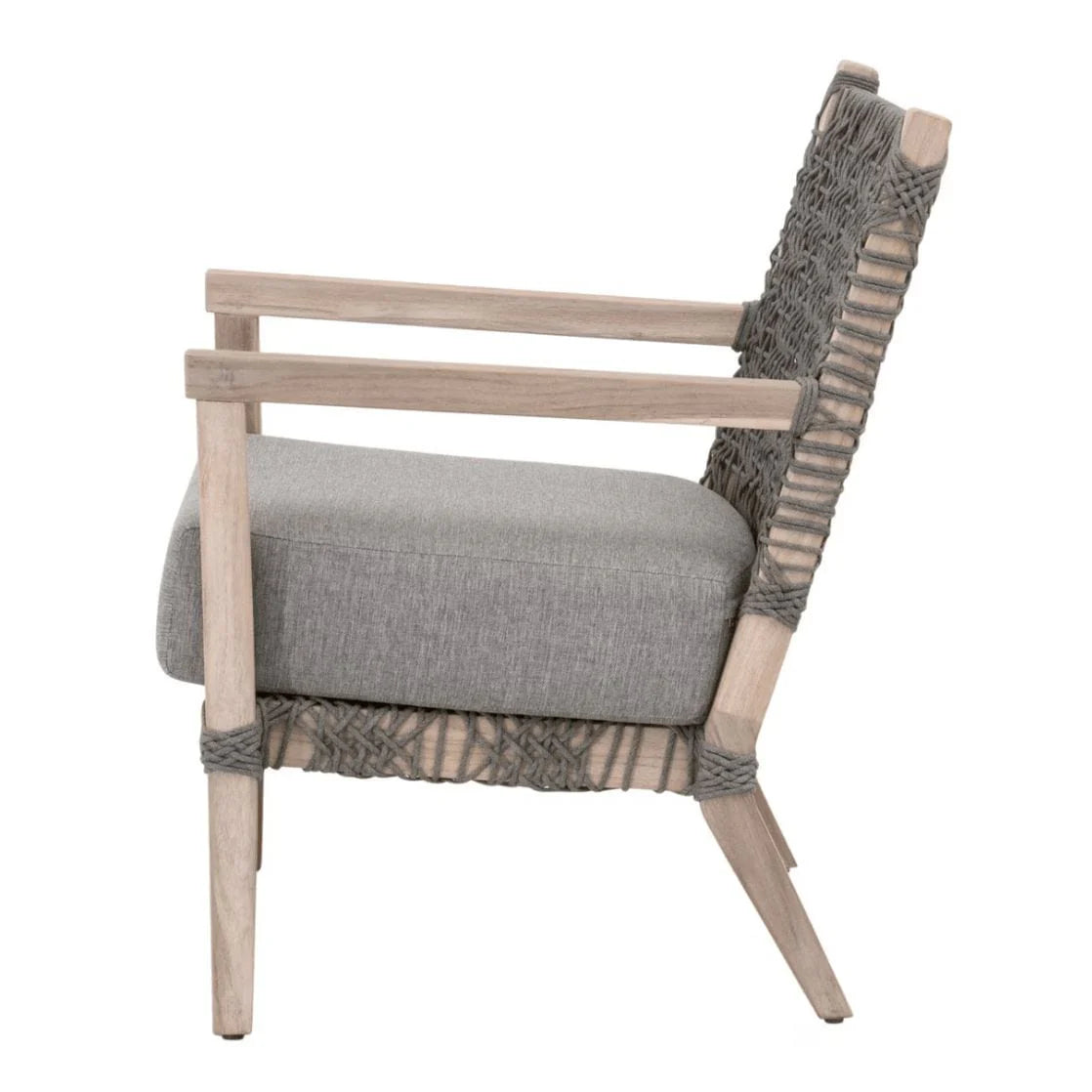Coastal Haven Teak Rope Outdoor Club Chair Natural Gray, Patio Seating