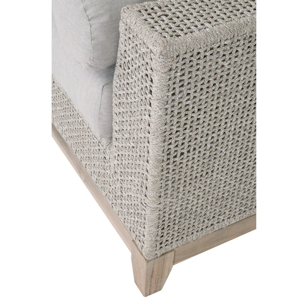Coastal Luxe Teak Rope Outdoor Sofa 90" Taupe White & Gray, Patio Seating