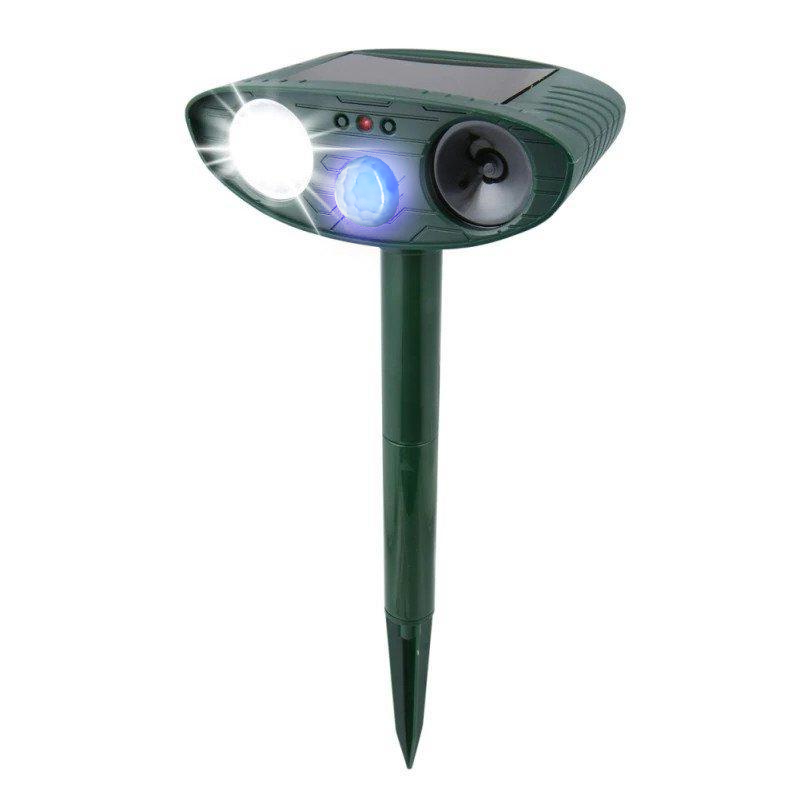 Motion-Activated Rabbit Deterrent with Ultrasonic Sound and Flashing Light, Solar Powered