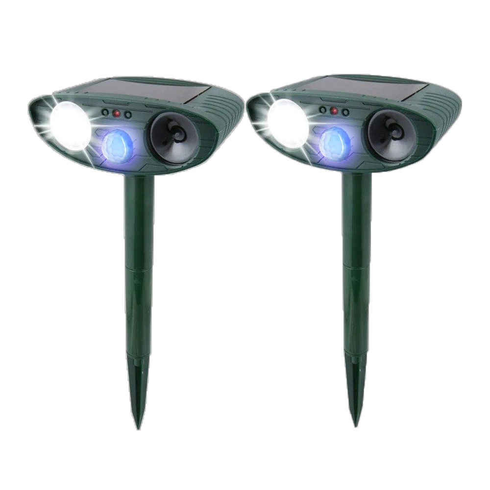 Motion-Activated Rabbit Deterrent with Ultrasonic Sound and Flashing Light, Solar Powered