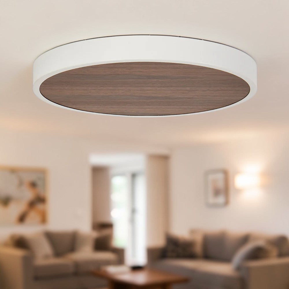 HavenCraft Round Wood & White Ceiling Canopy Plate 20", Modern Living Room Ceiling Lights Base