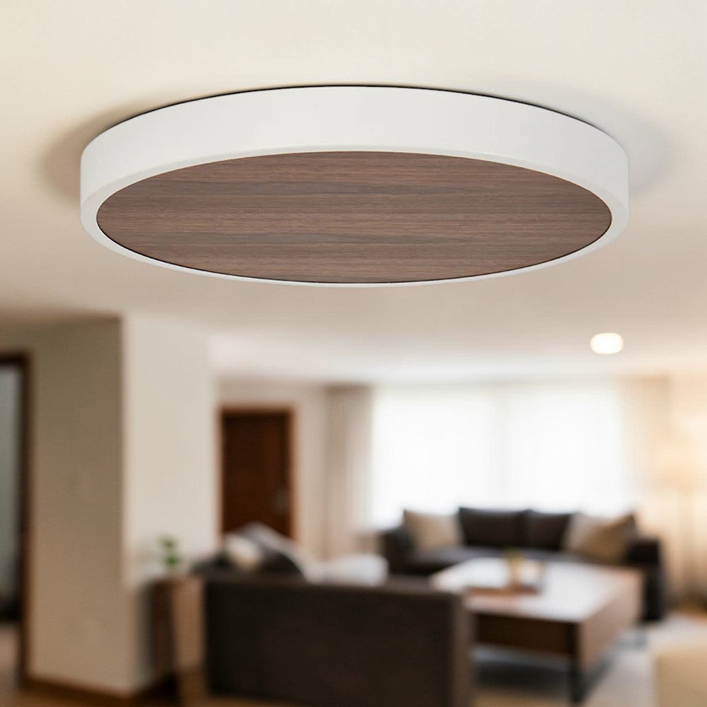 HavenCraft Round Wood & White Ceiling Canopy Plate 20", Modern Living Room Ceiling Lights Base