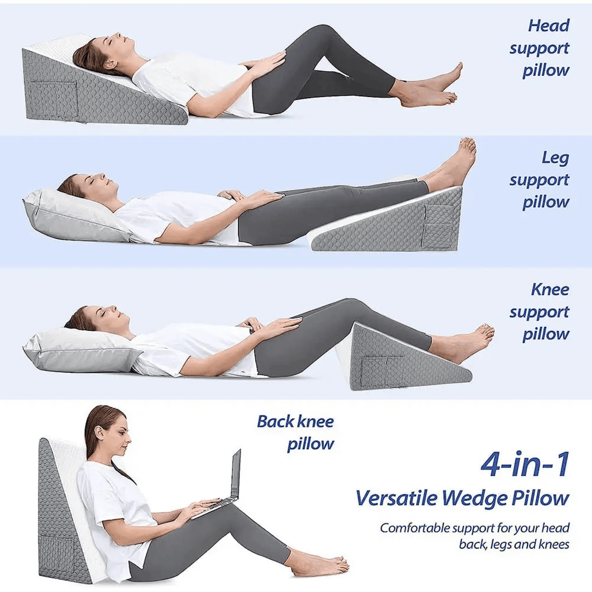 Elevated Wedge Cushion with Memory Foam and Washable Cover