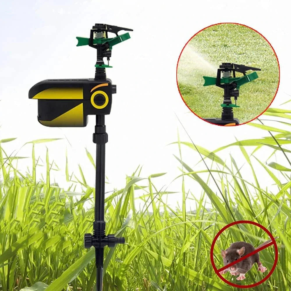 Motion-Activated Garden Sprinkler with Solar Charging and Adjustable Spray Head, 32.8ft Detection Range