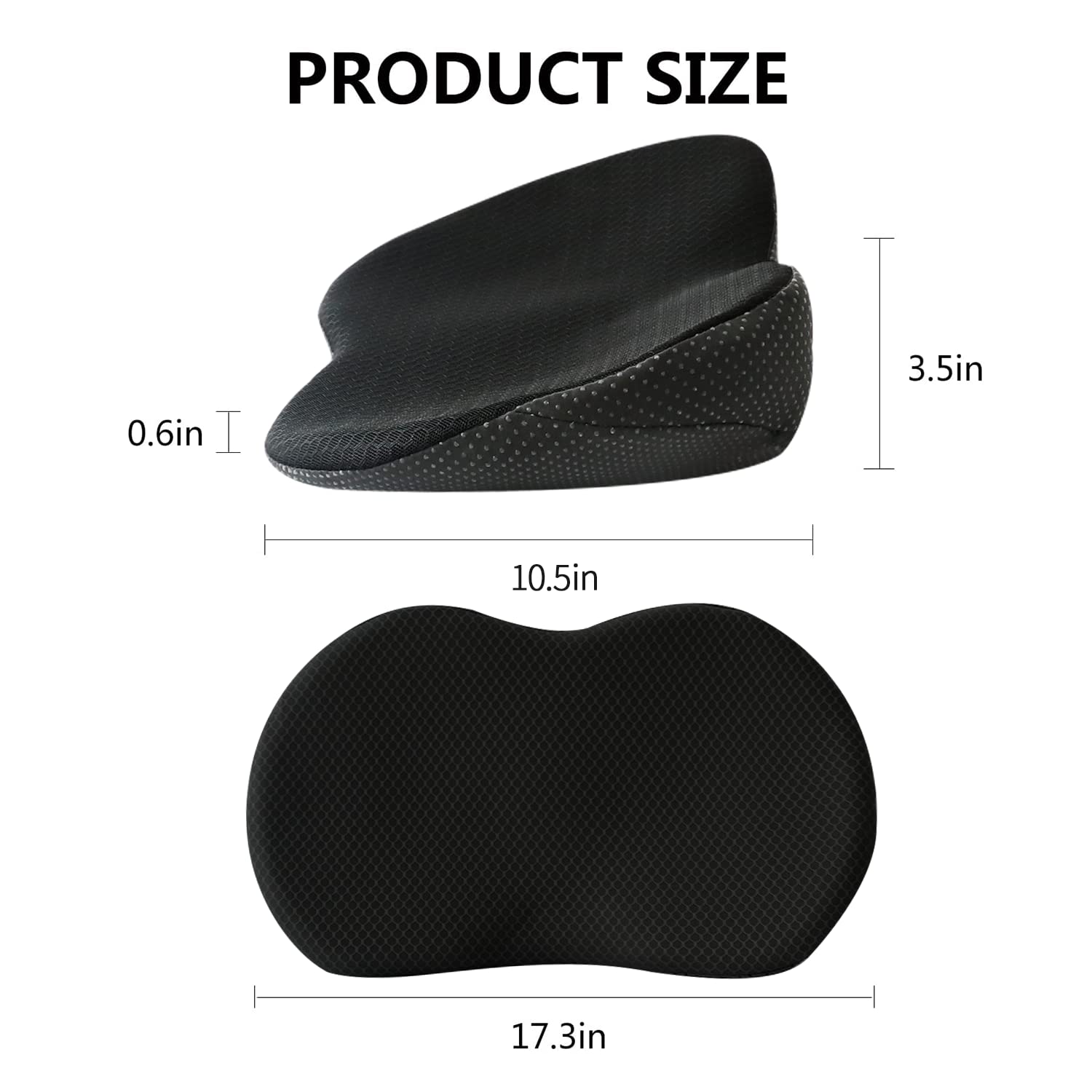 Memory Foam Car Seat Cushion with 3.5 Inch Lift and Lumbar Support, Washable Cover