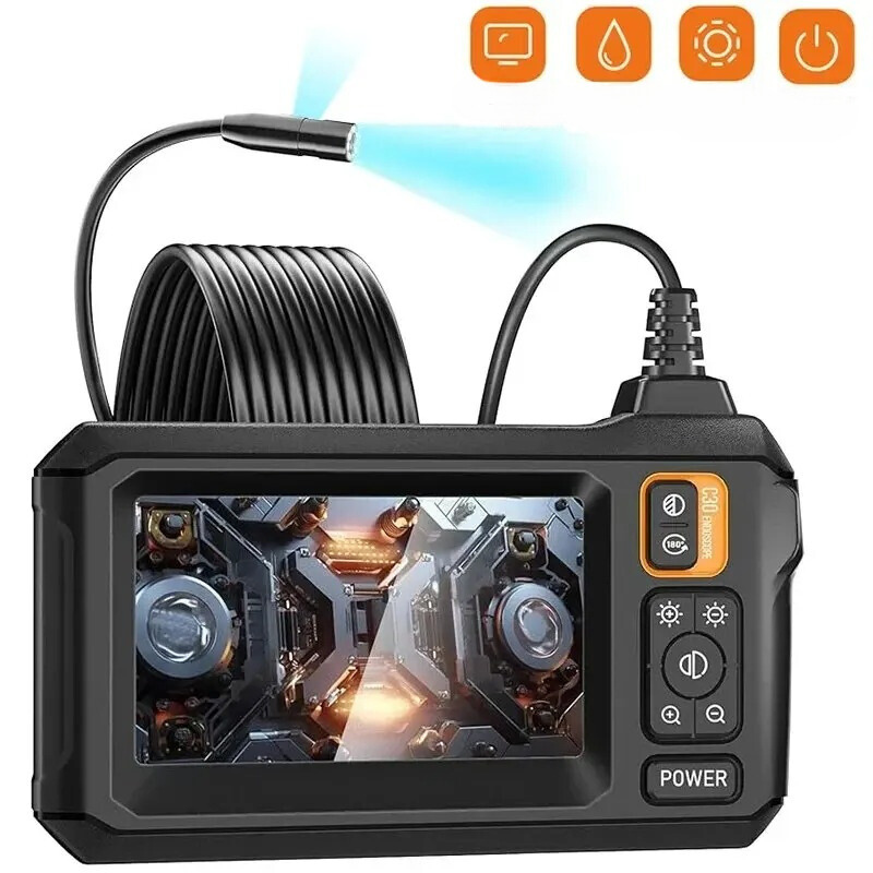 1080P HD Inspection Camera with 4.3 Inch Screen and Adjustable LED Lights, IP67 Waterproof