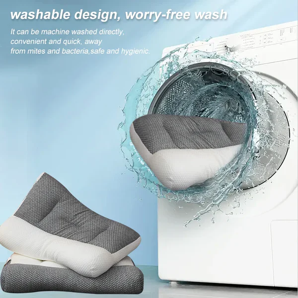Contoured Neck Pillow with Ergonomic Support and Recessed Ear Space, Machine Washable