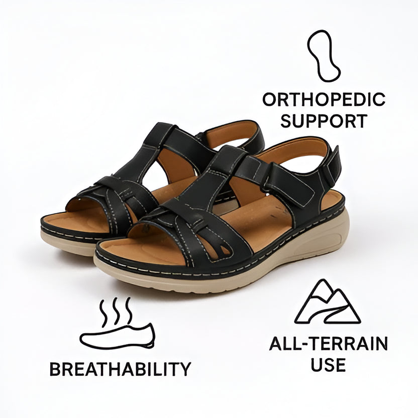 Women's Open Toe Sandals with Arch Support Footbed and Shock Absorbing Midsole
