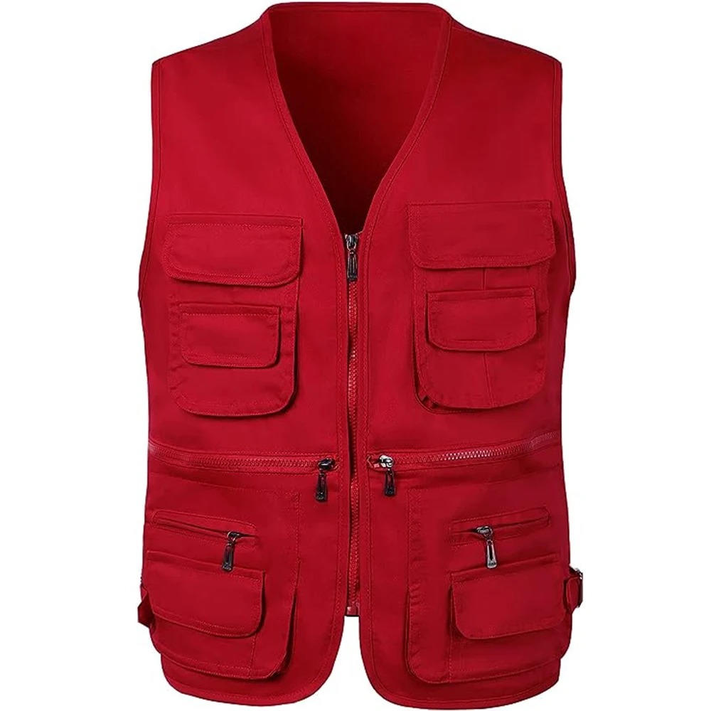 Sleeveless Hiking Vest with Multiple Zippered Pockets and Detachable Back Panel