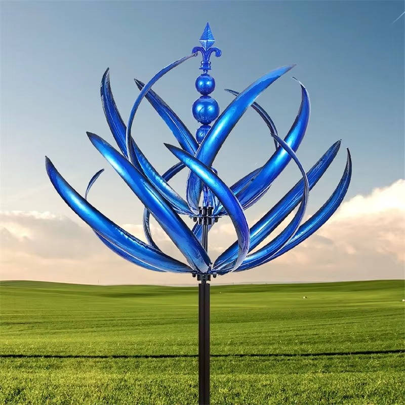 Iron Tulip Wind Spinner with 360-Degree Rotation and Powder Coat Finish