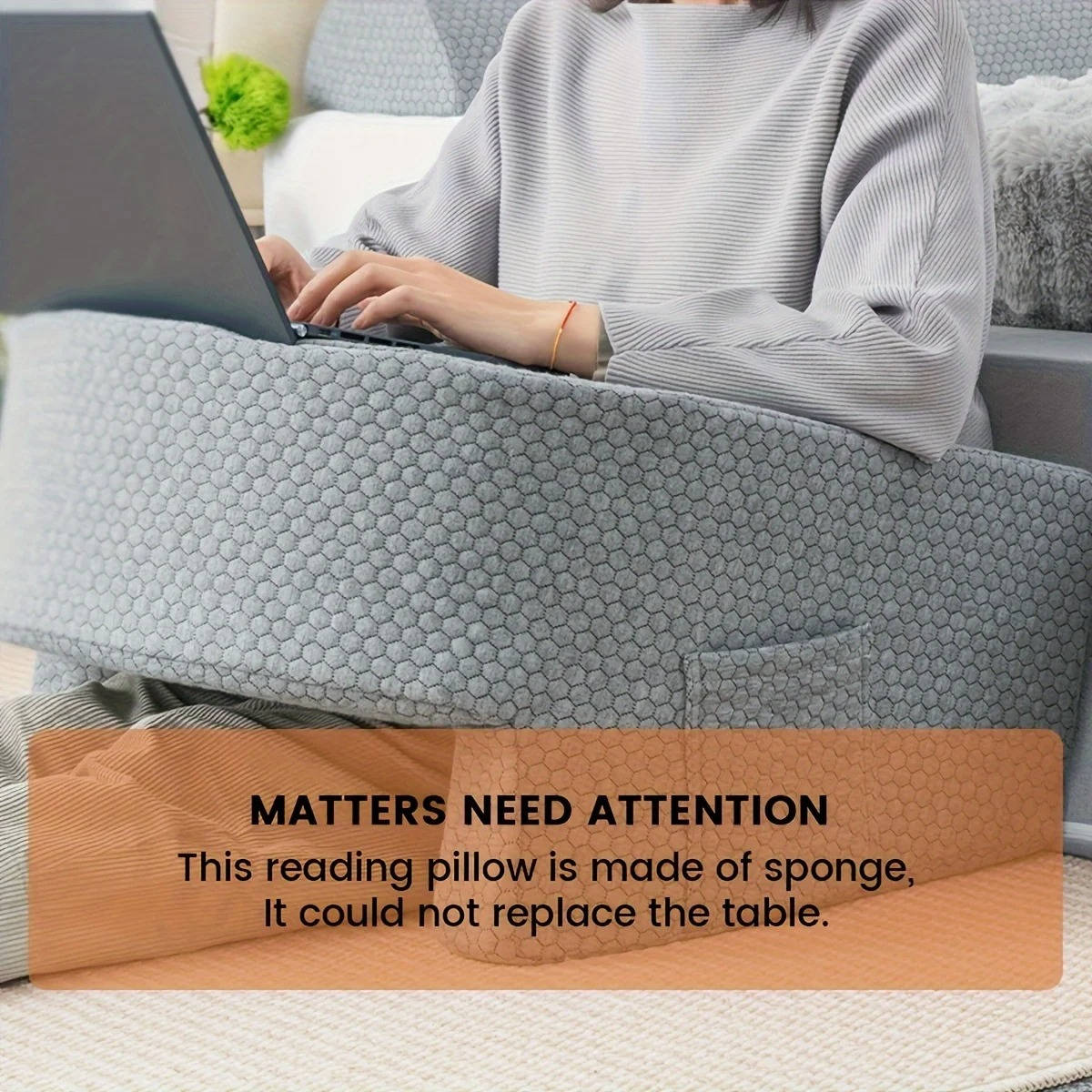 U Shaped Memory Foam Pillow with Side Pockets and Breathable Knit Cover