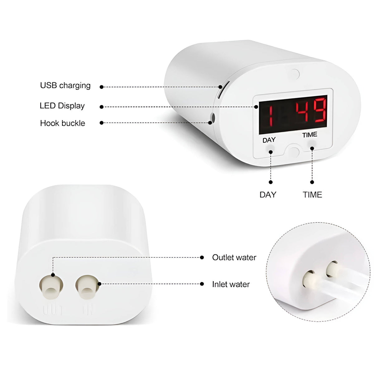 Plant Watering System with LCD Timer and Rechargeable Battery for Indoor Gardens
