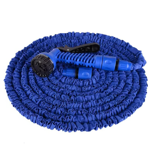 Expandable Garden Hose with Multi-Pattern Nozzle and Brass Connectors