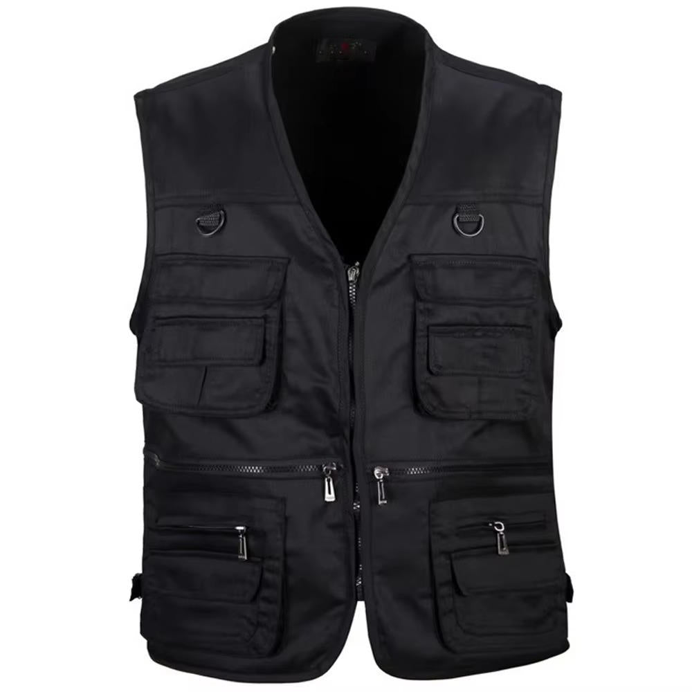 Sleeveless Hiking Vest with Multiple Zippered Pockets and Detachable Back Panel