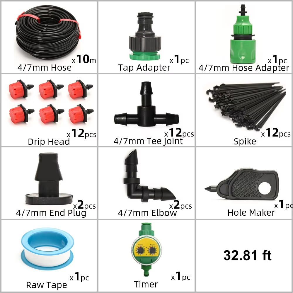 Automatic Garden Watering System with Programmable Timer and Pressure Regulator