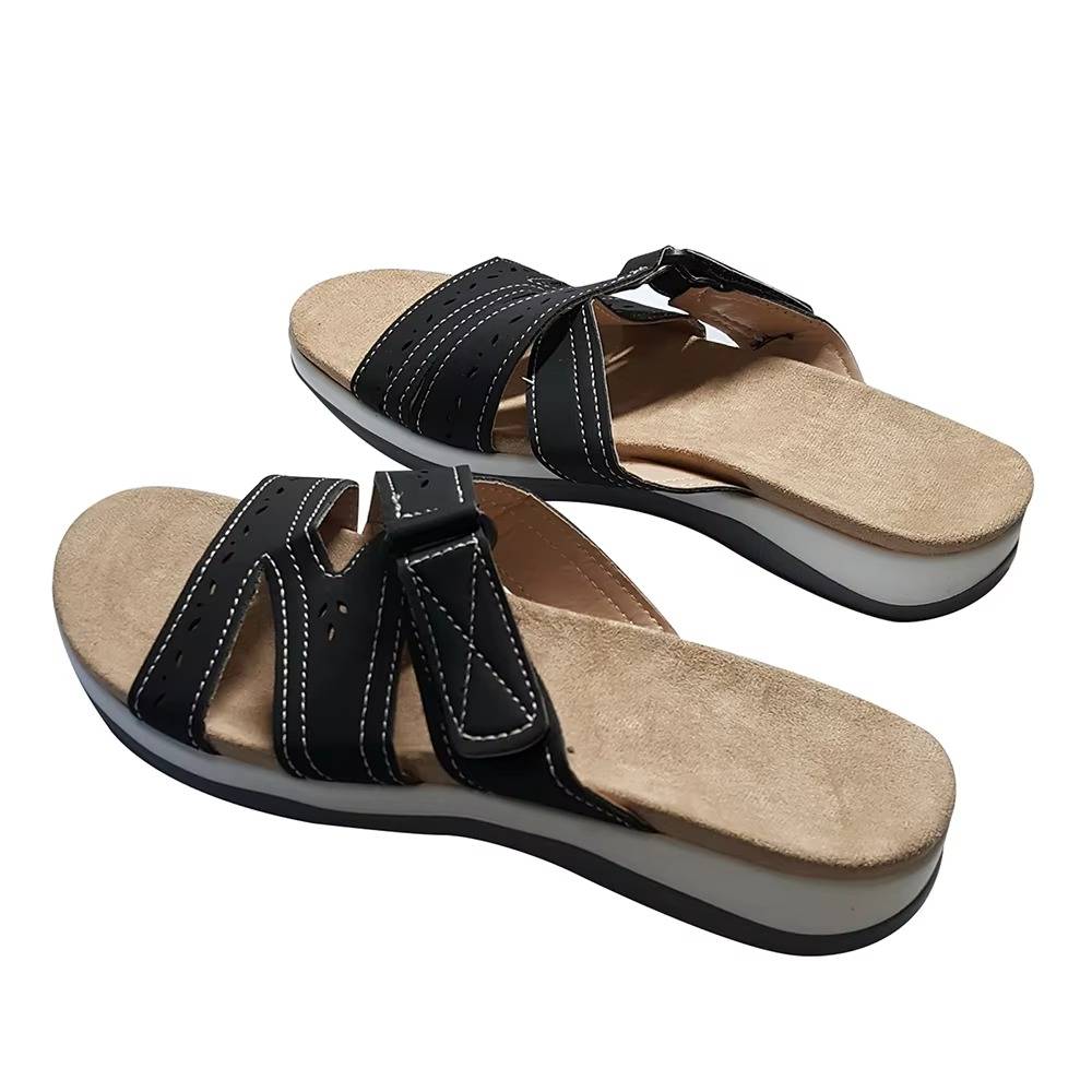 Women's Sandals with Three Point Arch Support and Adjustable Hook Loop Closure