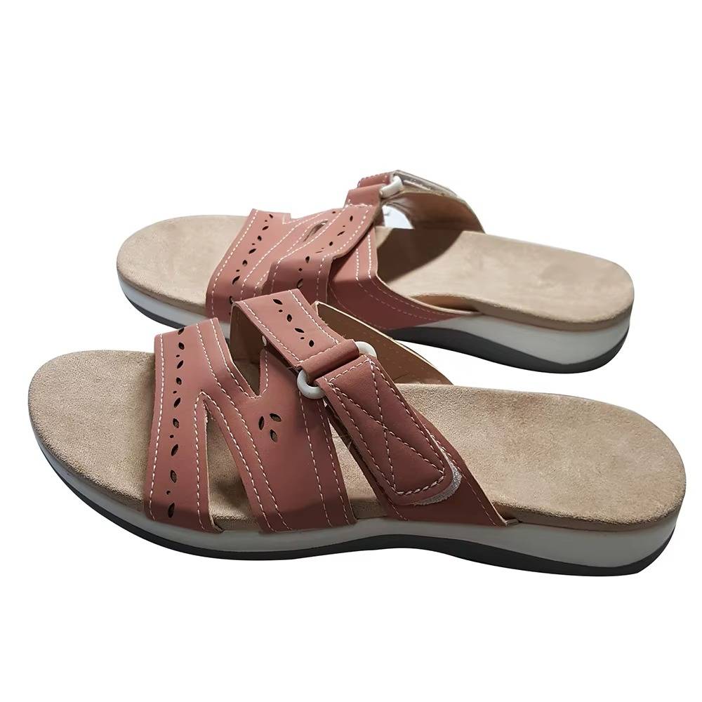 Women's Sandals with Three Point Arch Support and Adjustable Hook Loop Closure