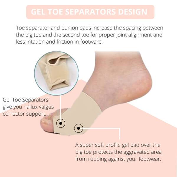 Bunion Corrector Sleeve with Toe Separator Pad and Hypoallergenic Material