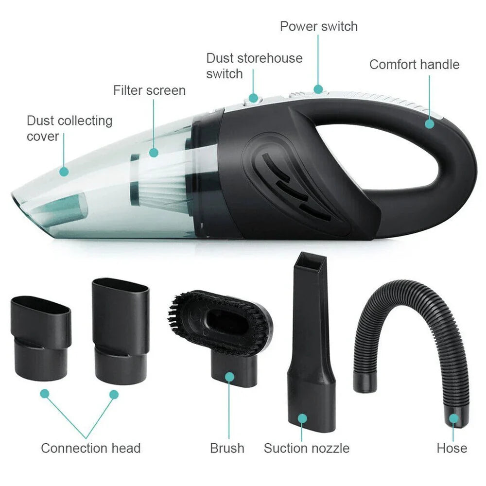Cordless Handheld Vacuum with 120W Motor and Wet/Dry Cleaning, Multiple Attachments