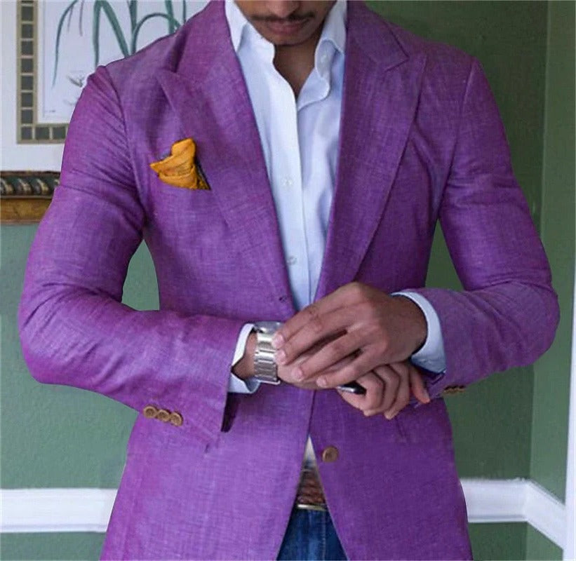 Lightweight Cotton Linen Blazer with Short Sleeves and Button Closure