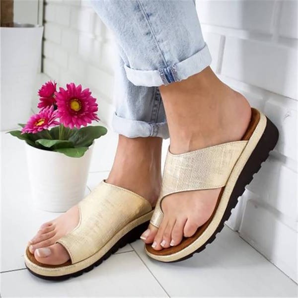 Cushioned Sandals with Curved Arch Support and Lateral Padding, Slip-On Design