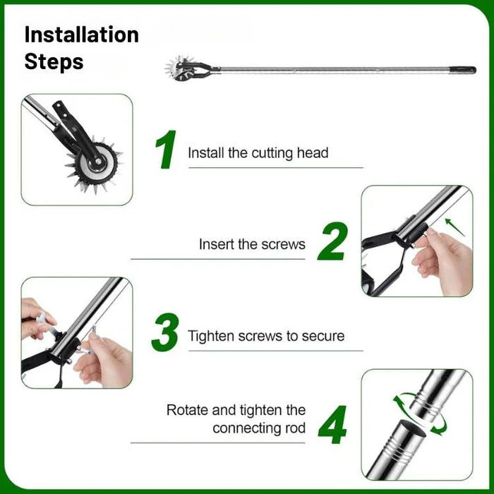 Adjustable Manual Lawn Edger with Rolling Base and Ergonomic Handle, Three Height Settings