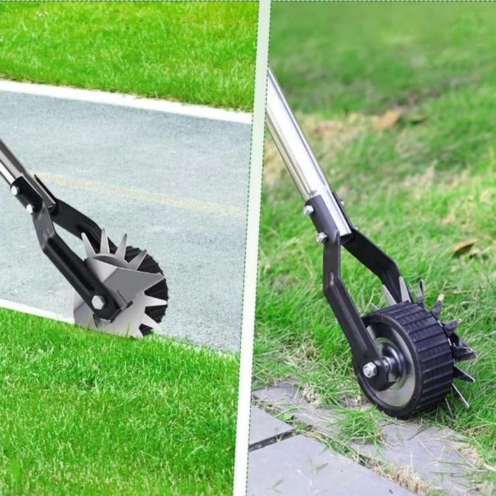 Adjustable Manual Lawn Edger with Rolling Base and Ergonomic Handle, Three Height Settings