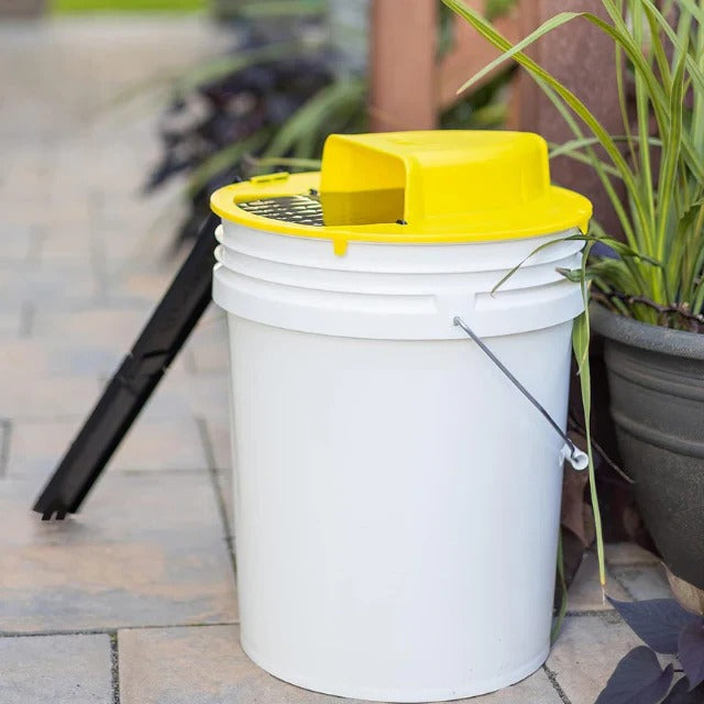 Bucket Trap Cover with Automatic Reset and Dual Ladders for 5-Gallon Rodent Capture