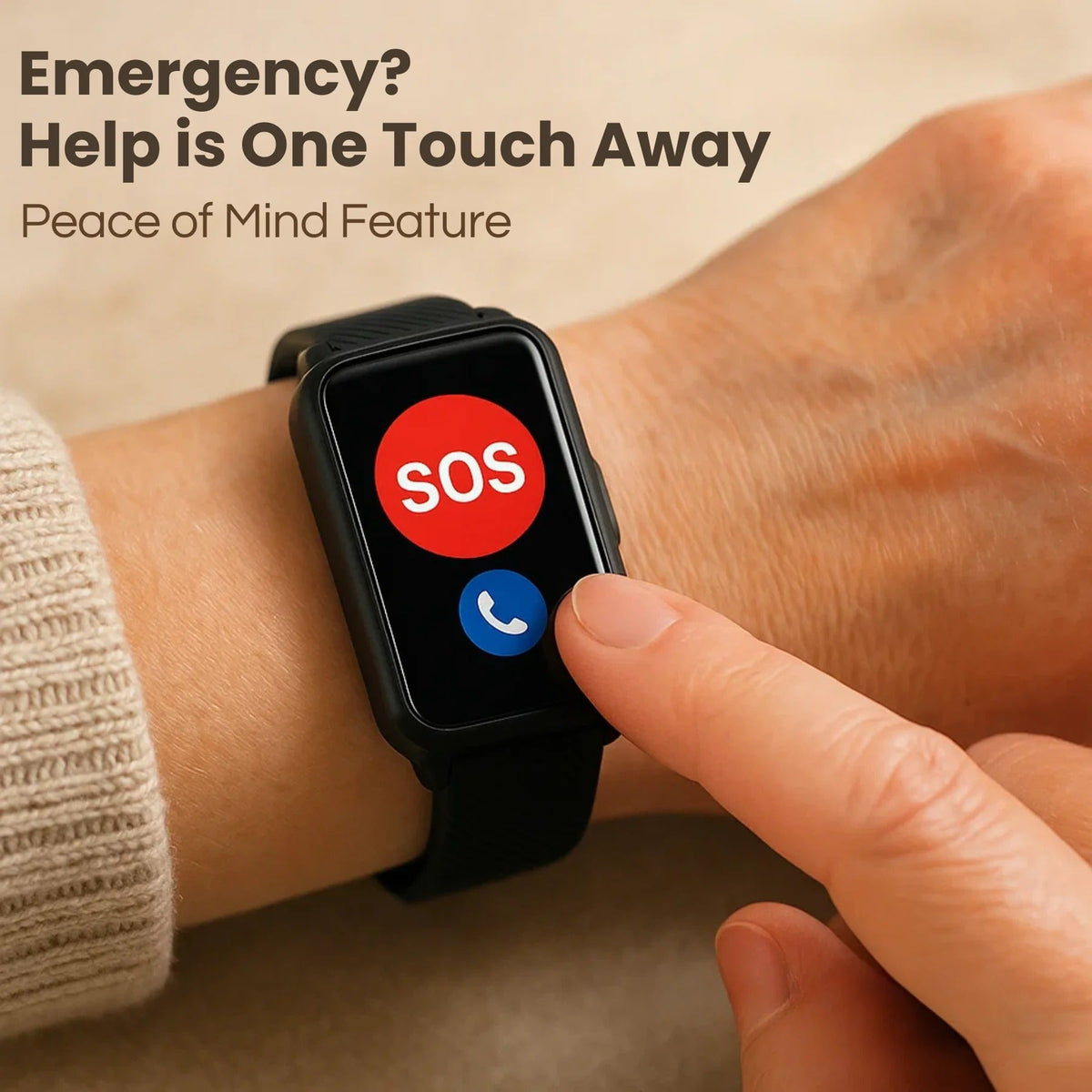 Smartwatch with Automatic Fall Detection and Emergency Location Alerts, IP67 Water Resistant