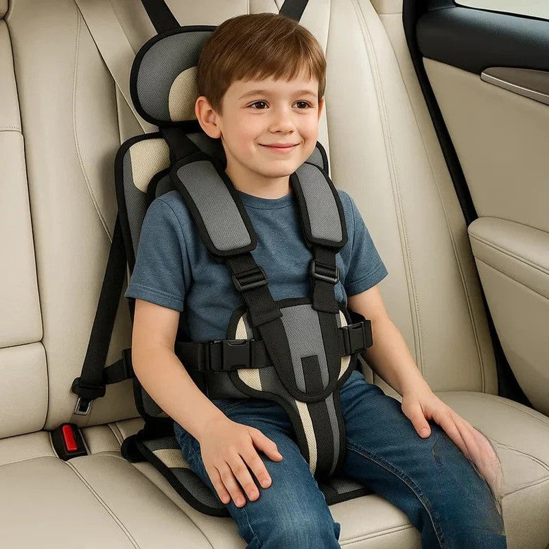 Portable Child Travel Seat with Five Point Harness and Washable Fabric