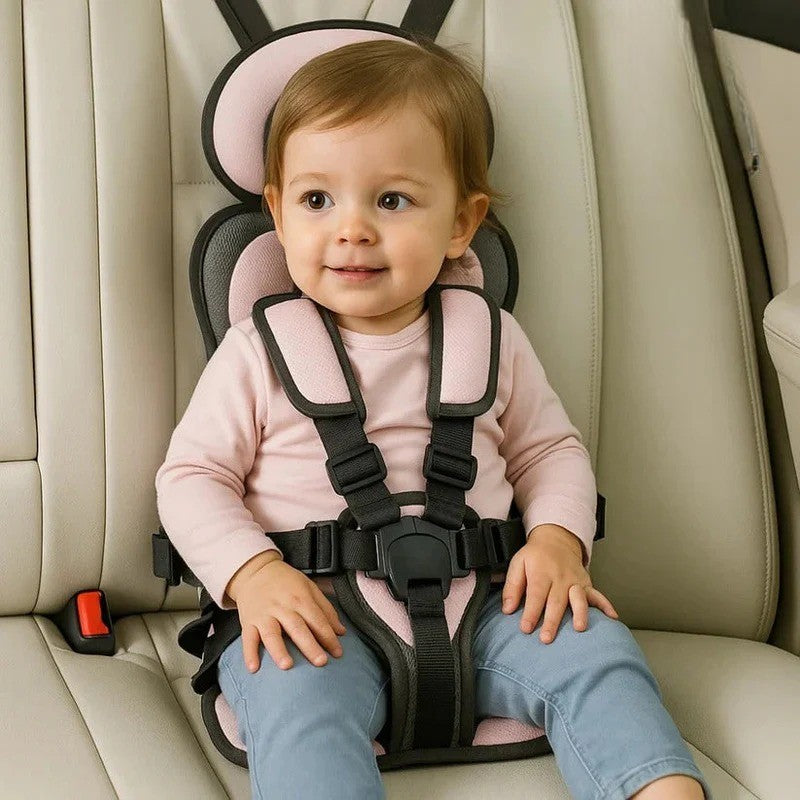 Portable Child Travel Seat with Five Point Harness and Washable Fabric