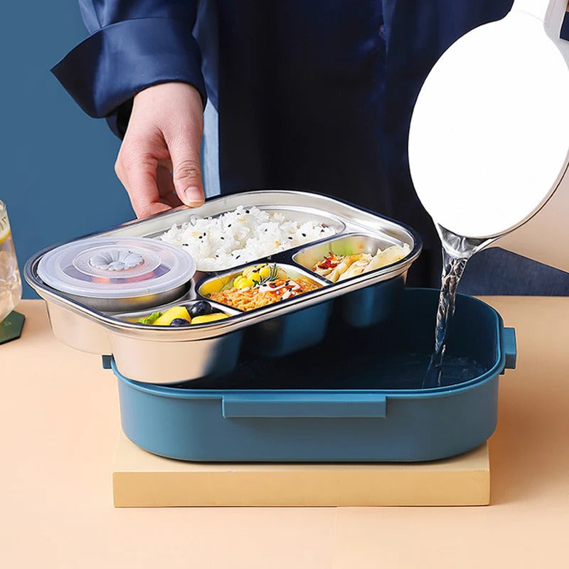 Insulated Bento Box with Snap Lock Seals and Stainless Steel Compartments