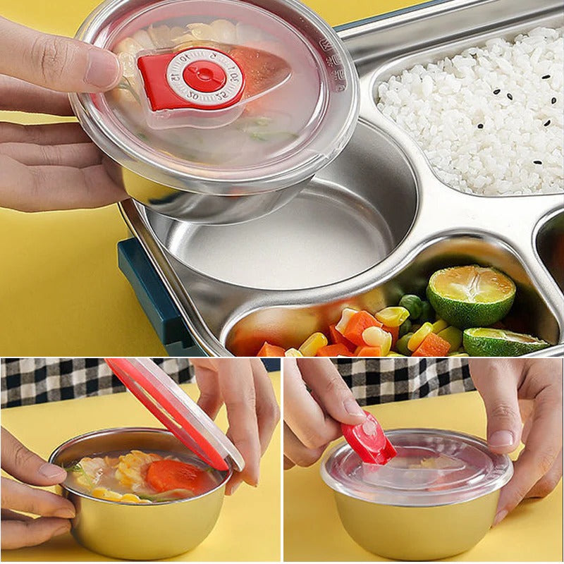 Insulated Bento Box with Snap Lock Seals and Stainless Steel Compartments