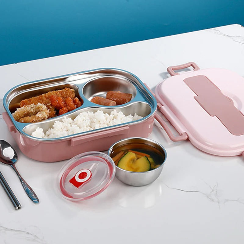 Insulated Bento Box with Snap Lock Seals and Stainless Steel Compartments