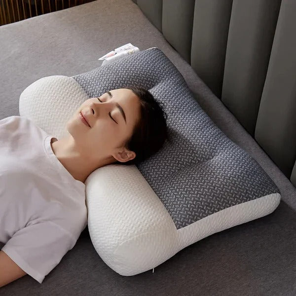 Contoured Neck Pillow with Ergonomic Support and Recessed Ear Space, Machine Washable