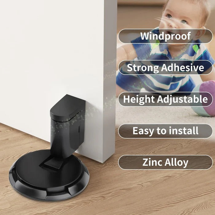 Adjustable Door Stopper with Locking Mechanism and Zinc Alloy Construction