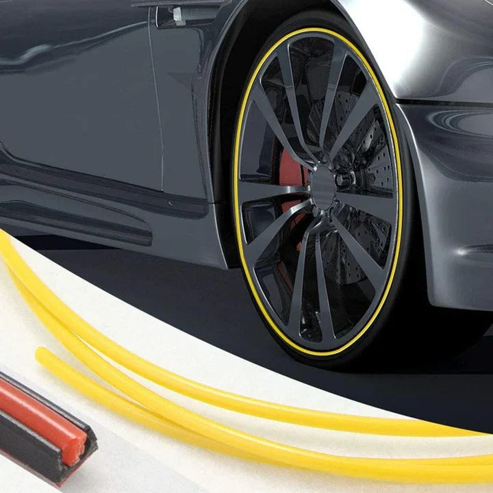 Rubber Wheel Rim Edge Protector Strip with Adhesive Booster, 8 Meter Length