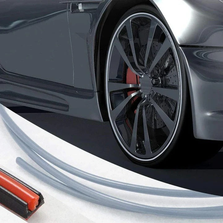 Rubber Wheel Rim Edge Protector Strip with Adhesive Booster, 8 Meter Length
