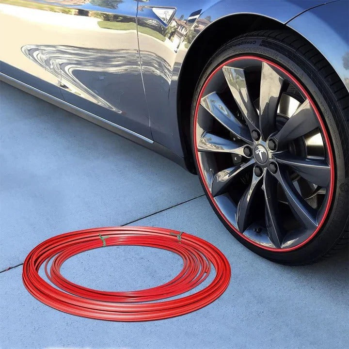 Rubber Wheel Rim Edge Protector Strip with Adhesive Booster, 8 Meter Length