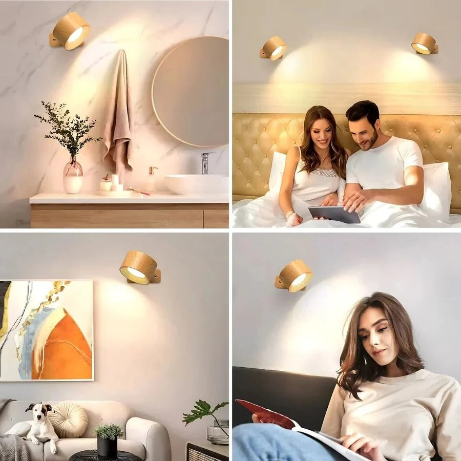 LED Wall Lamp with Touch Control and Adjustable Rotation, 3 Color Modes