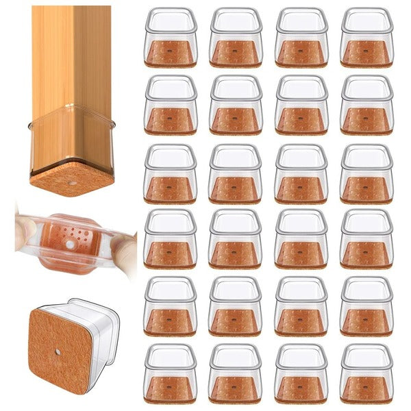 Chair Leg Floor Protectors for Square Legs, 24-Piece Set
