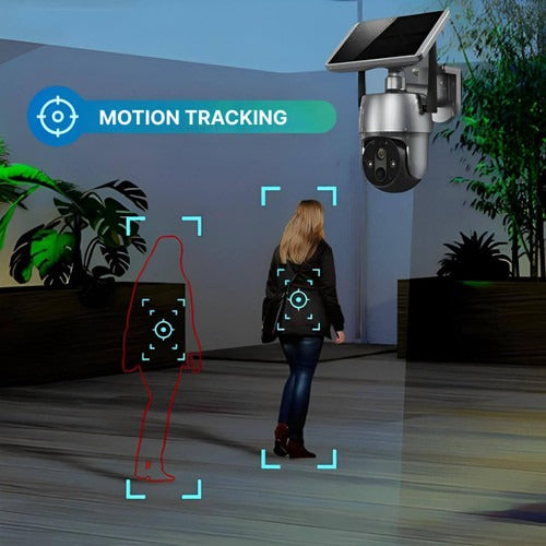 Outdoor Surveillance Camera with Solar Power and 355° Pan Tilt, 1080P HD Night Vision