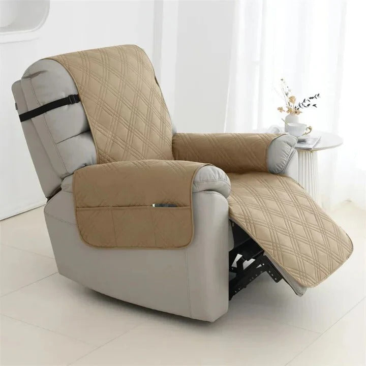 Quilted Recliner Slipcover with Waterproof Coating and Machine Washable Fabric