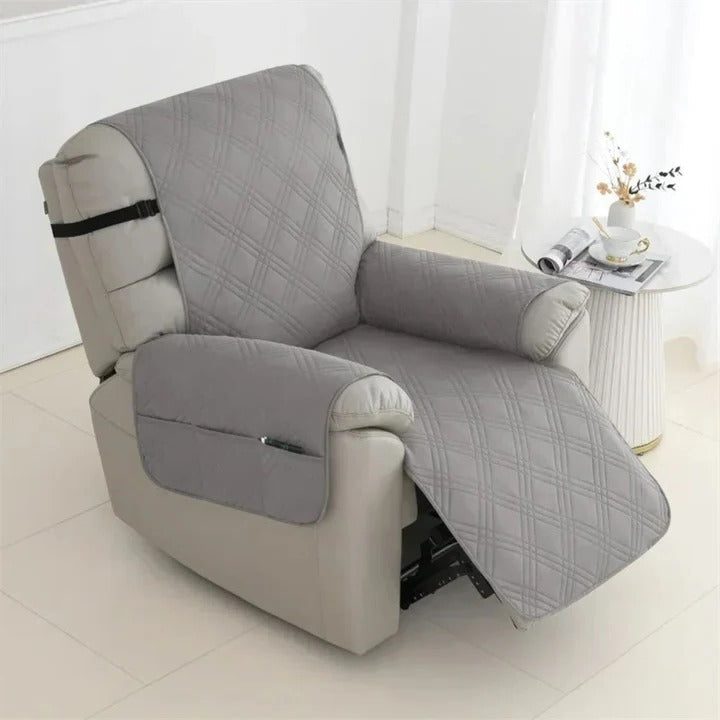 Quilted Recliner Slipcover with Waterproof Coating and Machine Washable Fabric