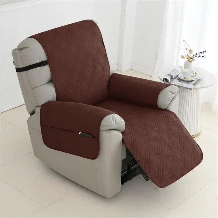 Quilted Recliner Slipcover with Waterproof Coating and Machine Washable Fabric
