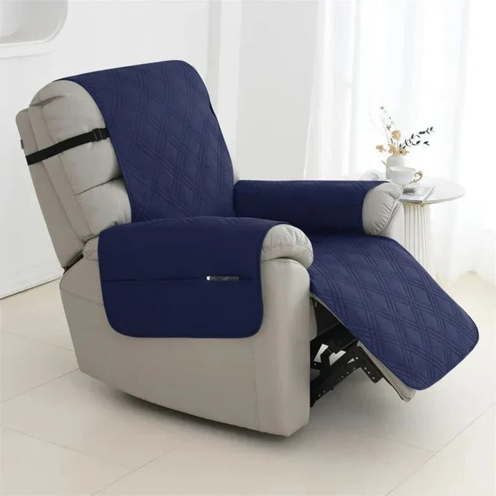 Quilted Recliner Slipcover with Waterproof Coating and Machine Washable Fabric