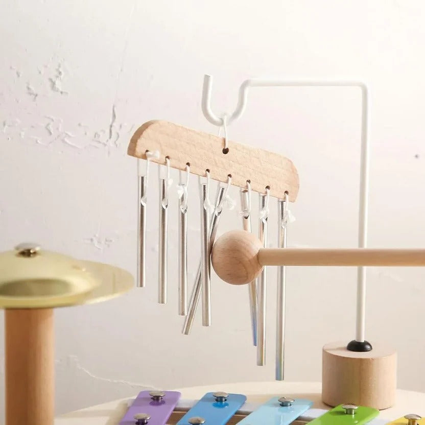 Wooden Drum Kit with 8-Note Xylophone and Brass Cymbal for Toddlers