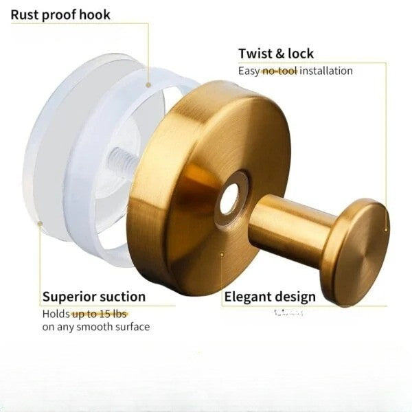 Suction Cup Wall Hooks with Twist-Lock Mechanism for Smooth Surfaces, 10lb Capacity