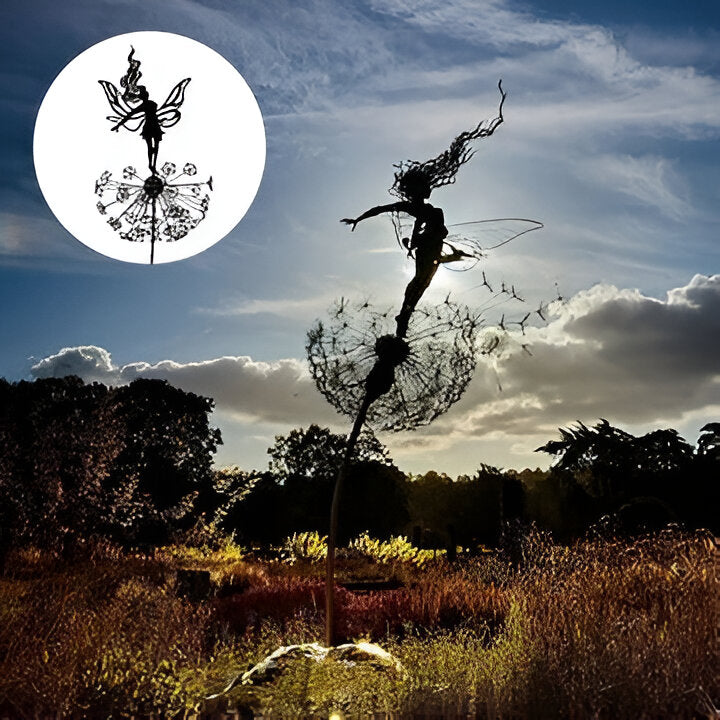 Steel Fairy Garden Sculpture with Laser Cut Details and Powder Coat Protection